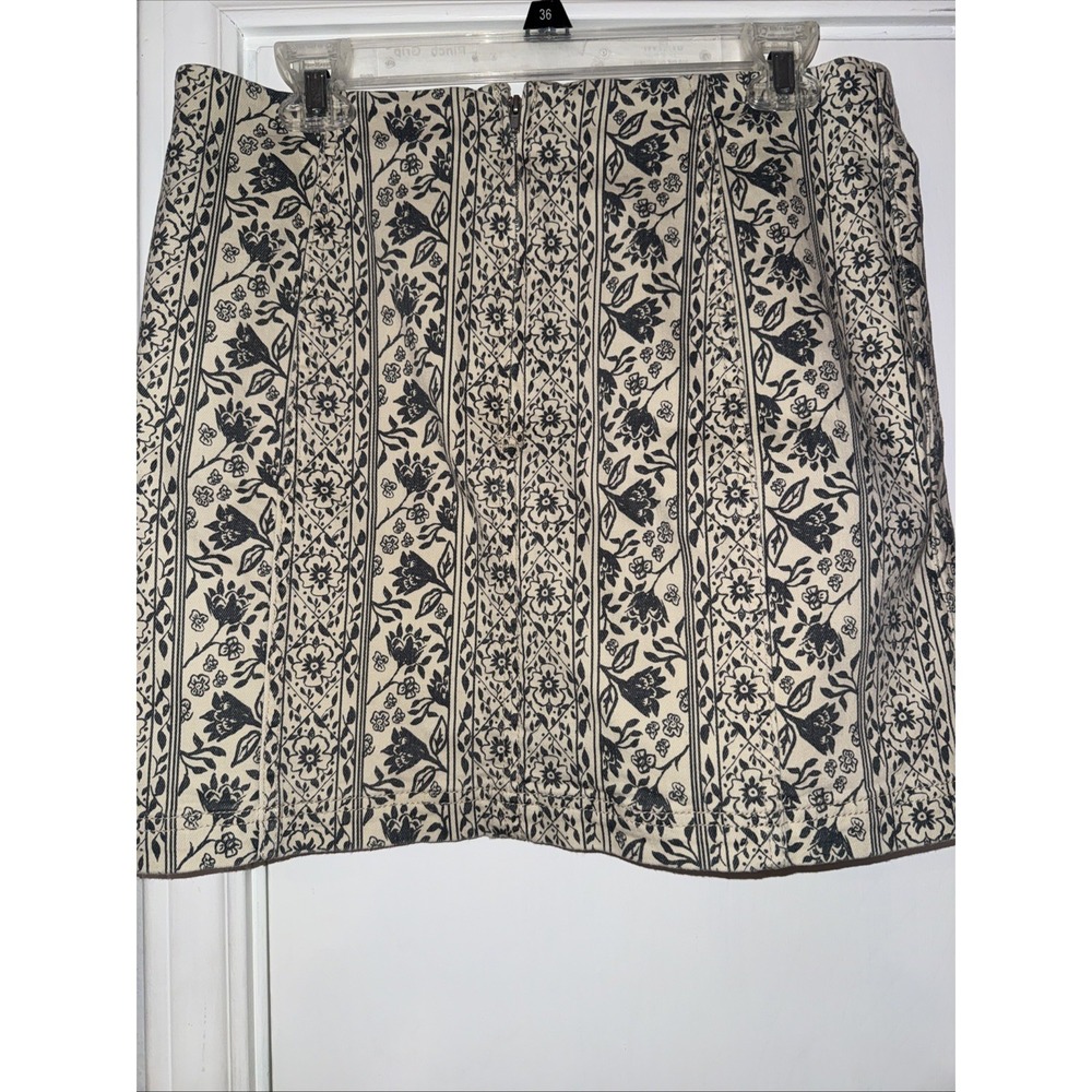Free People Mini Skirt Women's Size 12 Modern Femme Floral Denim Blue Cream - Picture 3 of 7
